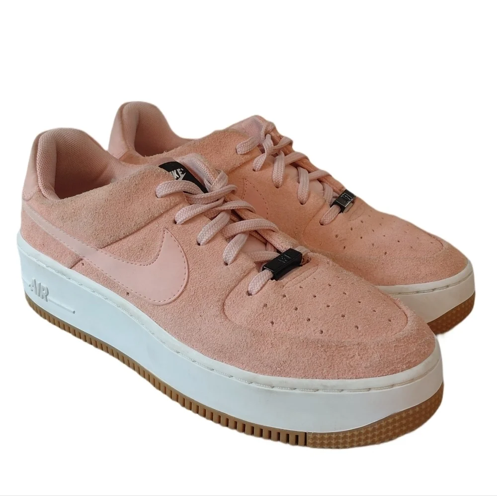 Nike Air Force 1 Sage Low Top Coral Stardust Pink Suede Platform Nike Sneaker 8
